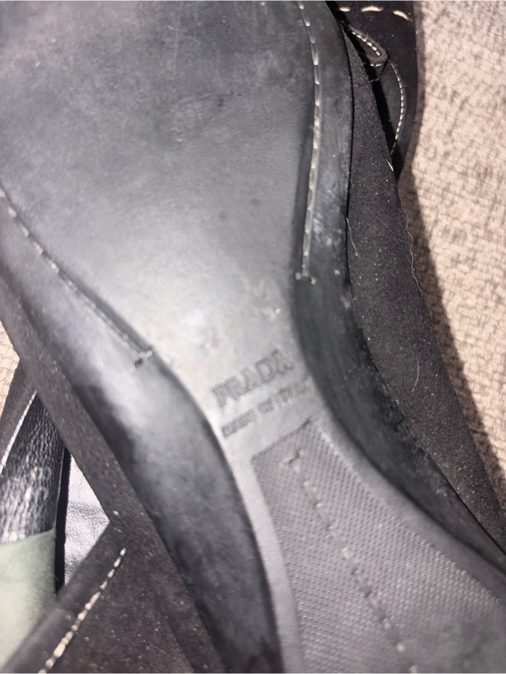 Prada Black Suede Bow Trim Ballet Flats - Picture 4 of 4